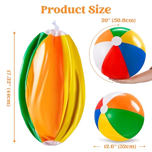 JOYIN 4-Pack 20" Beach Balls - Large Rainbow Beach Ball Inflatable Pool Toys for Party Supplies Decorations, Adults Kids B...