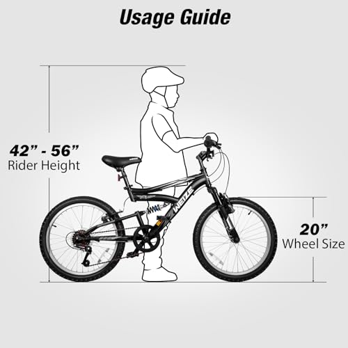 WEIZE Kids Mountain Bike, 20 24 inch Kids' Bicycles for 6-14 Years Old Boys Girls with Dual Full Suspension, 6 Speeds Driv...