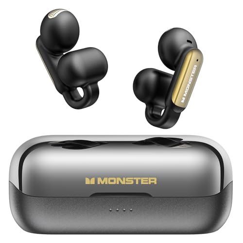 Monster Open AC601 Bluetooth Earbuds, Crystal Clear Call, USB-C Charging, Bluetooth 5.4 Open Earphones with ENC, IPX5 Wate...
