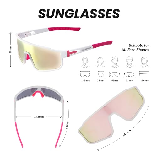 Polarized Running Sunglasses For Men Women, UV400 with Adjustble Nose Pad for Cycling, Hiking,Beach Volleyball