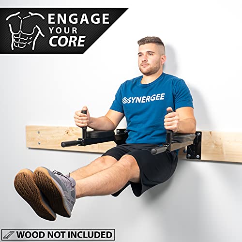 Synergee Wall Mounted Dip Station. Dip Bars for L Sits, Knee Raises, and More! Gymnastics and Upper Body Fitness Training....