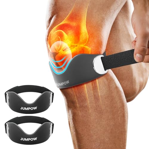 JUMPOW Silicone Patellar Tendon Support Strap - 2 Pack Adjustable Non-Slip Patella Band Stabilizer Knee Brace for Hiking, ...