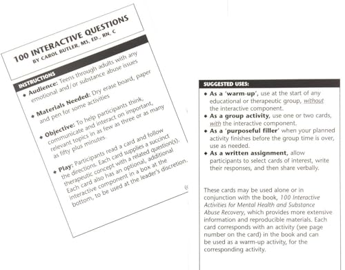 Wellness Reproductions & Publishing 100 Interactive Cards for Mental Health, Substance Abuse Recovery, and Survival Skills