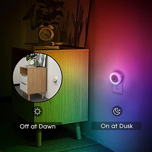 Briignite Night Light for Kids, RGB Color Changing, Plug-in, Multicolor Round Shade, Model ABRNL00109N-2, 2 Pack