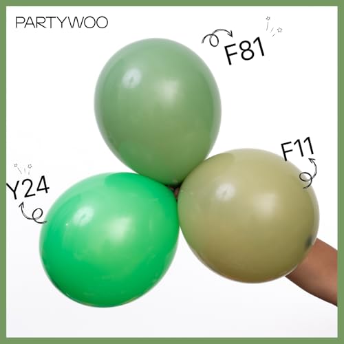 PartyWoo Sage Green Balloon Arch Kit Garland 142pcs Different Sizes of 18 12 10 5 Inch Olive Dusty Boho Green Balloons for...