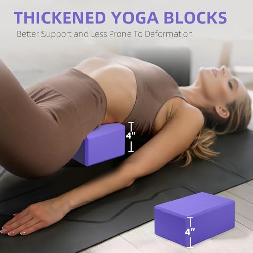 Corsiampoo 1 Pack Large Foam Yoga Blocks 9x6x4 Inches, Sturdy Pilates Block, Workout Block, Non Slip Surface Yoga Brick fo...