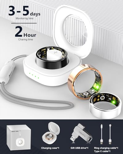 Smart Ring for Women Men Health Tracker - IP68 Waterproof Fitness Ring with Sleep Tracker/Heart Rate/Blood Pressure/Blood ...