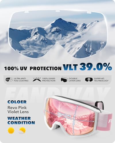 findway OTG Ski Goggles - Over Glasses Snow Snowboard Goggles for Men Women Adult & Youth - Anti-Fog 100% UV Protection