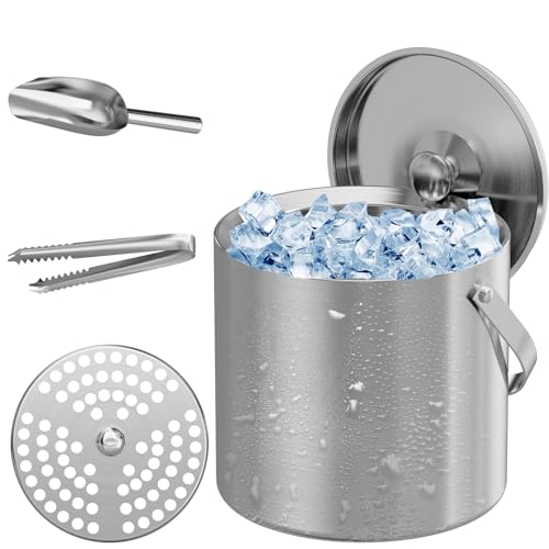 LHD HOME Ice Buckets for Parties 3L Insulated Ice Bucket with Lid Ice Tong Ice Scoop and Strainer for Cocktail Bar Portabl...