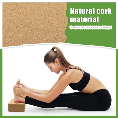 MBKHFLL Cork Yoga Blocks, Natural Cork, High Density with Non Slip Surface, Eco-Friendly Accessories for Women, Ideal for ...