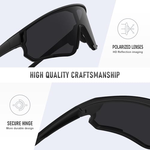 Ofwin Polarized Sports Sunglasses for Men Women UV Protection Cycling Bike Running Wrap Around Sun Glasses