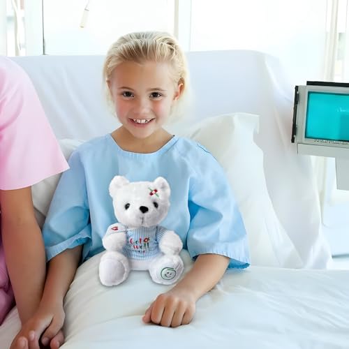 Ziyutam Get Well Soon Stuffed Animal, Get Well Bear Plush with Gift Box for Kids, Soft White Teddy Bear Gifts for Boy and ...