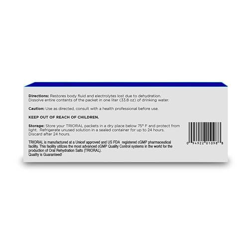 TRIORAL Rehydration Electrolyte Powder – Oral Rehydration Salts for Dehydration – Supports Hydration during Workouts, Flui...