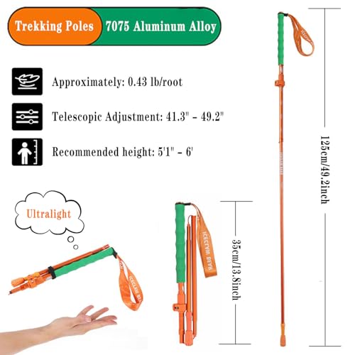 FireHiking Walking Trekking Poles Ultralight 7075 Aluminum Foldable Hiking Poles Portable Compact Walking Sticks