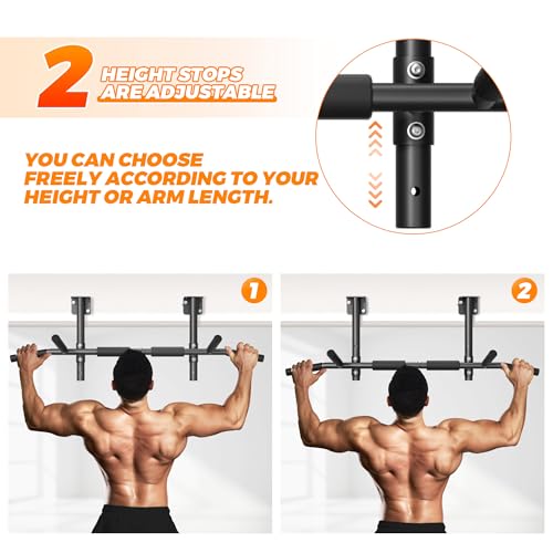 Joist Mounted Pull Up Bar, 3 in 1 Chin Up Bar Ceiling Mount Adjustable Height, 42" Wide Bar for Home Gym Cross Training St...