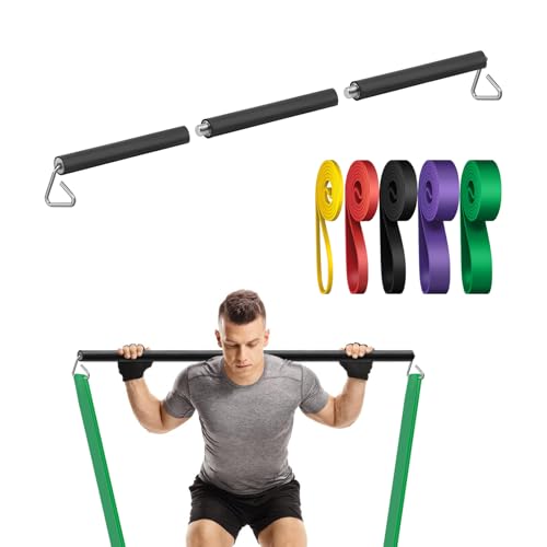 Prebene Resistance Band Bar, 26.4in or 39.4in, Workout Bar for Fitness, Portable Weightlifting Training, Suit for Home Exe...