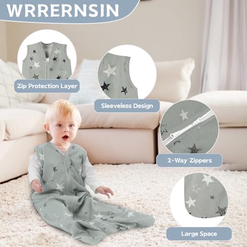 Wrrernsin Baby Sleep Sack 0-6 Months,100% Cotton TOG 0.5 Wearable Blanket for Newborn and Infant, 3 Pack 2-Way Zipper Ligh...