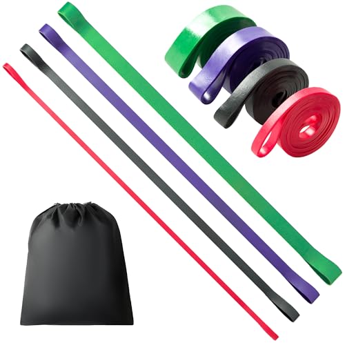 4-Level Resistance Bands Set for Pull Up Assistance, Home Gym - Elastic Silicone Exercise Bands for Physical Therapy, Stre...