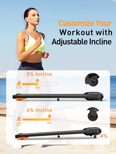 Walking Pad Treadmill with Incline and APP, Under Desk Portable Treadmill for Home Office with 265 Lbs Weight Capacity 2.5...