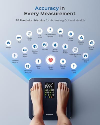 Masmssm Smart Scale for Body Weight, FSA&HSA Eligible, Bathroom Digital Weighing Scale with 8-in-1 Large Display, 22 Metri...
