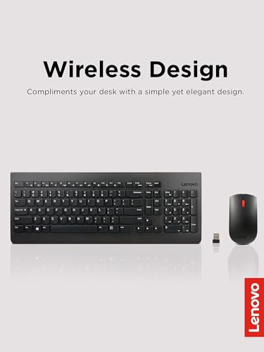 Lenovo 510 Wireless Keyboard & Mouse Combo, 2.4 GHz Nano USB Receiver, Full Size, Island Key Design, Left or Right Hand, 1...