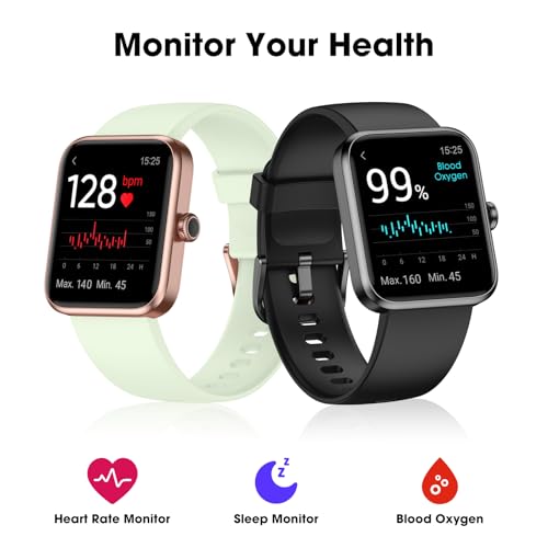 TYKOIT Smart Watch, Fitness Tracker with Heart Rate Monitor, Blood Oxygen, Sleep Tracker, 41mm Touchscreen Smartwatch for ...