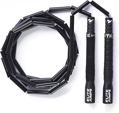 Elite Jumps - Heavy Beaded Jump Rope - 6.5oz Weighted Jump Rope for Women - Durable & Heavy Resistance - 10ft Long Adjusta...
