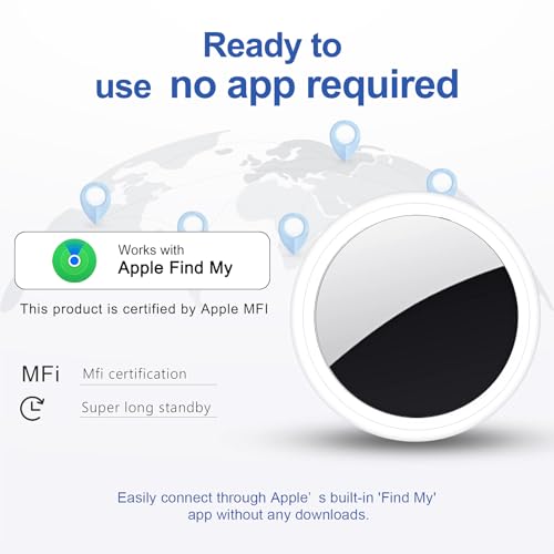 Air Tracker Tag 2 Pack [Apple MFi Certified] with Find My(iOS Only), Key Finder with No App Needed, Waterproof, 365-Day St...