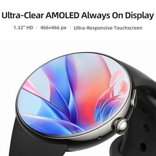 Parsonver AMOLED Smart Watch for Men Women, Always-On Display Fitness Tracker, Answer/Make Calls, 2 Quick-Release Bands, H...