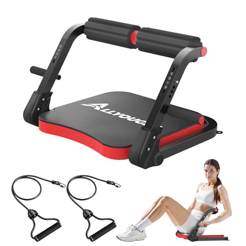 Ab Machine,Sit Up Exercise Equipment& Core Machine, Workout Equipment,Adjustable Ab Trainer with 3 Resistance Levels and R...