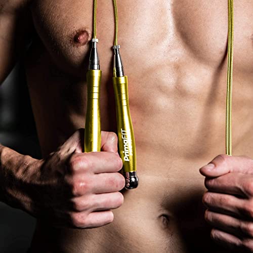 PrimaFIT Jump Rope Pro Speed Skipping Rope Adjustable Adult Jumping Rope Weighted Aluminium Handles for Double Dutch Boxin...
