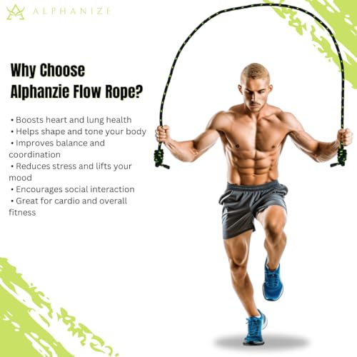 ALPHANIZE Flow Rope Exercise Jump Ropes for Home Gym Cardio - Jump Rope for Fitness for Men & Women - Boxing & MMA Full Bo...