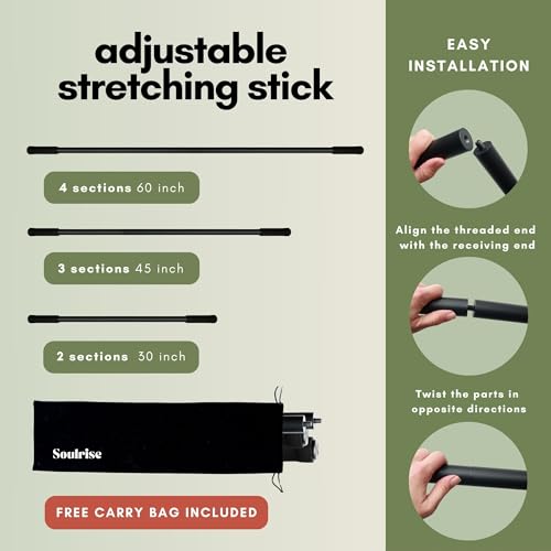 Yoga Stick for Mobility Exercise, Stretching, Pilates, Physical therapy, Fitness and other Workout - Adjustable 5 ft Pole ...