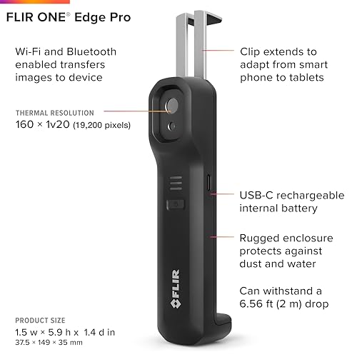 Flir Edge Pro - Wireless Bluetooth Thermal Imaging Camera for Smartphones, Compatible with All iOS and Android Devices, 48...