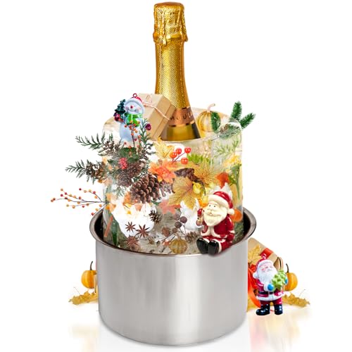 Ice Bucket Mold,Ice Mold Wine Bottle Chiller,Champagne Bucket Ice Mold, Flower/Fruits/Any Decoration to DIY Your Champagne...