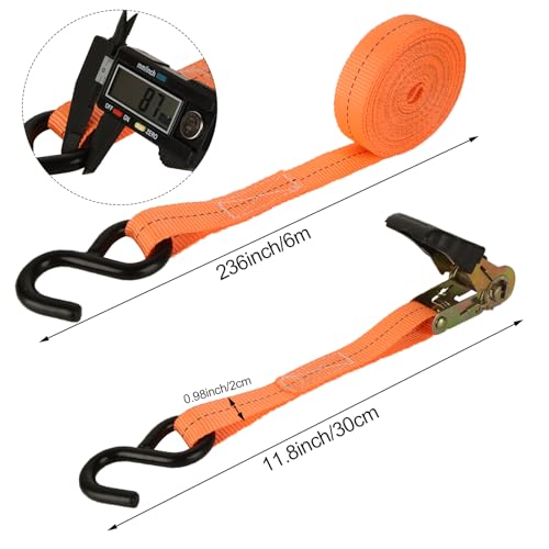 Ratchet Straps, 6Pack 20Ft Ratchet Tie Down Straps, 1700 LB Break Strength Ratchet Tie Down Straps with Safety Lock S Hook...