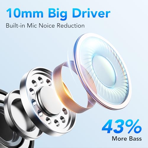 KT1 Wireless Earbuds V5.3 Bluetooth Earbuds 120Hrs Playtime, 4.7g Mini Size Painless Wear, IPX7 Waterproof, Deep Bass 2.0,...