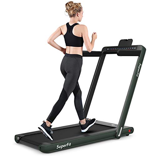 GYMAX Walking Pad, 2.25HP Dual Display Foldable Treadmill for Home with Remote/Smart App Control, Portable Compact Treadmi...
