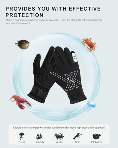 XUKER Neoprene Gloves Women Men, 3mm Wetsuit Dive Gloves Keep Warm for Diving Scuba Kayaking Snorkeling Swimming Water Sports