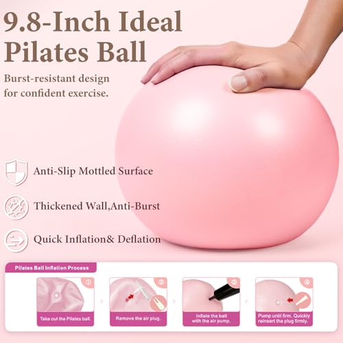 LZCDUDU Pink Pilates Ring Kit with 14.5 inch Magic Circle & Foam Roller, Ergonomic Home Workout Equipment Set, Full Pilate...