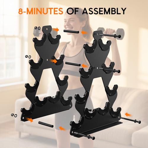 Dumbbell Rack Stand Only | Space-Saving Weight Rack for Home Gym, Hand Weight Rack Dumbbell Storage for Dumbbell Set (3-15...