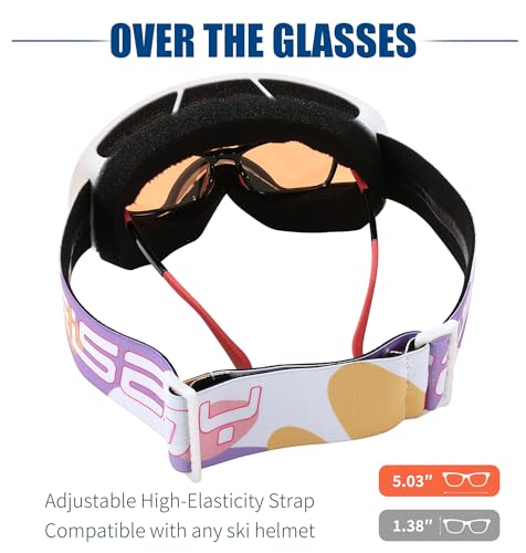 FEISEDY Kids Ski Goggles,Snowboard Goggles for Boys Girl Youth,OTG Anti Fog UV Protection Snow Goggles B0019