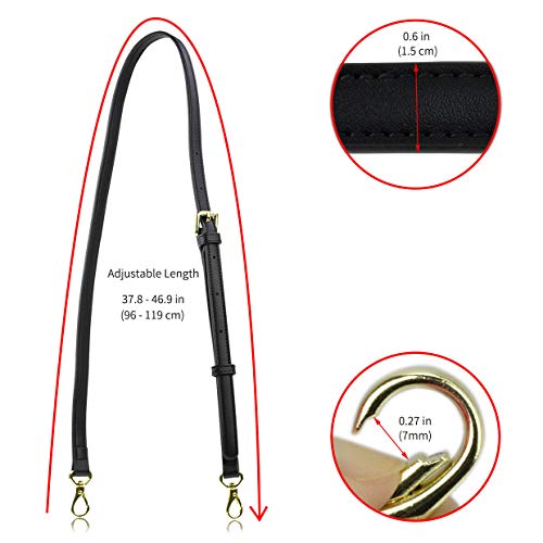 Allzedream Leather Purse Strap Replacement Crossbody Handbag Long Adjustable (Black)