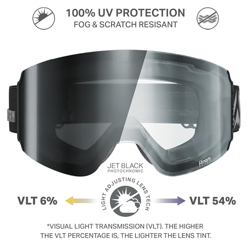 Wildhorn Maxfield Pro Photochromic Ski Goggles for Men & Women – Fenom Lens, 185° Wide View, 3X Anti-Fog, Anti-Scratch