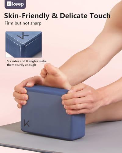 KEEP Yoga Block, High-Density EVA Foam 2 Pack Yoga Block with Non-Slip Textured Surface, Supportive, Lightweight - Ideal f...