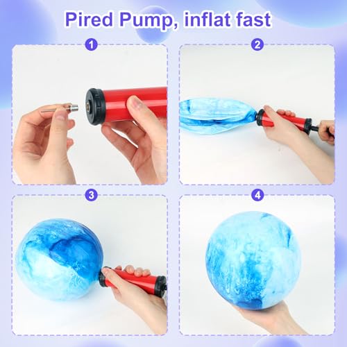 AMOR PRESENT 4PCS Playground Balls for Kids, 9 Inches Dodgeballs Bouncy Balls, Rubber Inflatable Kickball with Air Pump fo...
