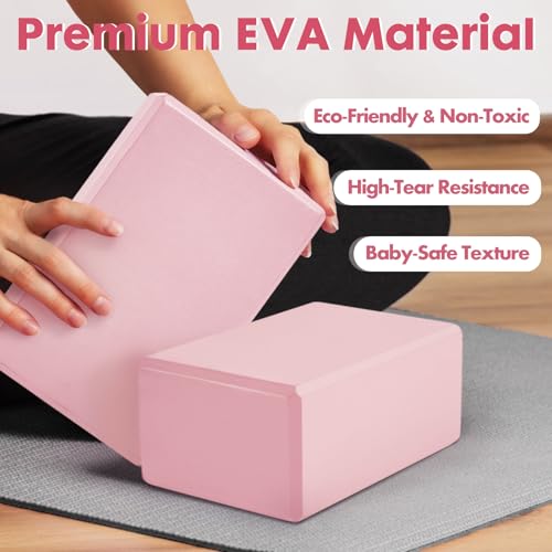High-Density EVA Yoga Block – Hard & Thick (250g) Block for Yoga, Pilates, Dance Workout – Non-Slip Exercise Brick for Beg...