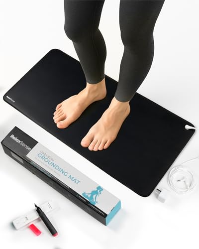 RelaxSense Grounding Mat for Feet - Foldable Earthing Well Mats with Tester Pen & Cord - Lightweight Earthing Mat Groundin...