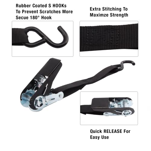 XSTRAP STANDARD Ratchet Straps, 900 LB Break Strength, 8-Pack 10FT Ratchet Tie Down Straps Set for Motorcycle Straps Tie D...