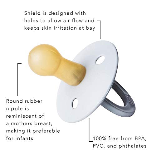 BIBS Pacifiers Colour Collection | Natural Rubber Baby Pacifier | Set of 2 BPA-Free Soothers | Made in Denmark | 0+ Months (Pack of 2) | Sand/Iron